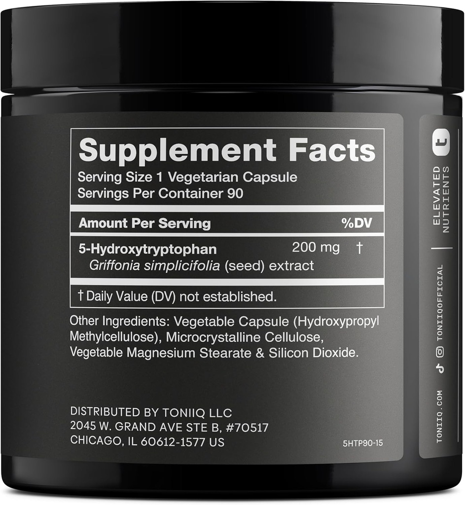Toniiq Ultra High Strength 5HTP Capsules - 99%+ Highly Purified and Bioavailable - 12:1 Concentrated Extract - 200mg - 90 Veggie Capsules 3