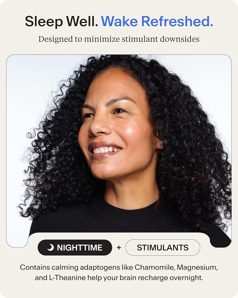 Stasis Nighttime - Calm and Sleep Capsules to Pair with Stimulant - Skullcap, Magnolia Bark, Magnesium for Sleep, and Astaxanthin Supplements for Relaxation and Mood Support - 25 Servings 3