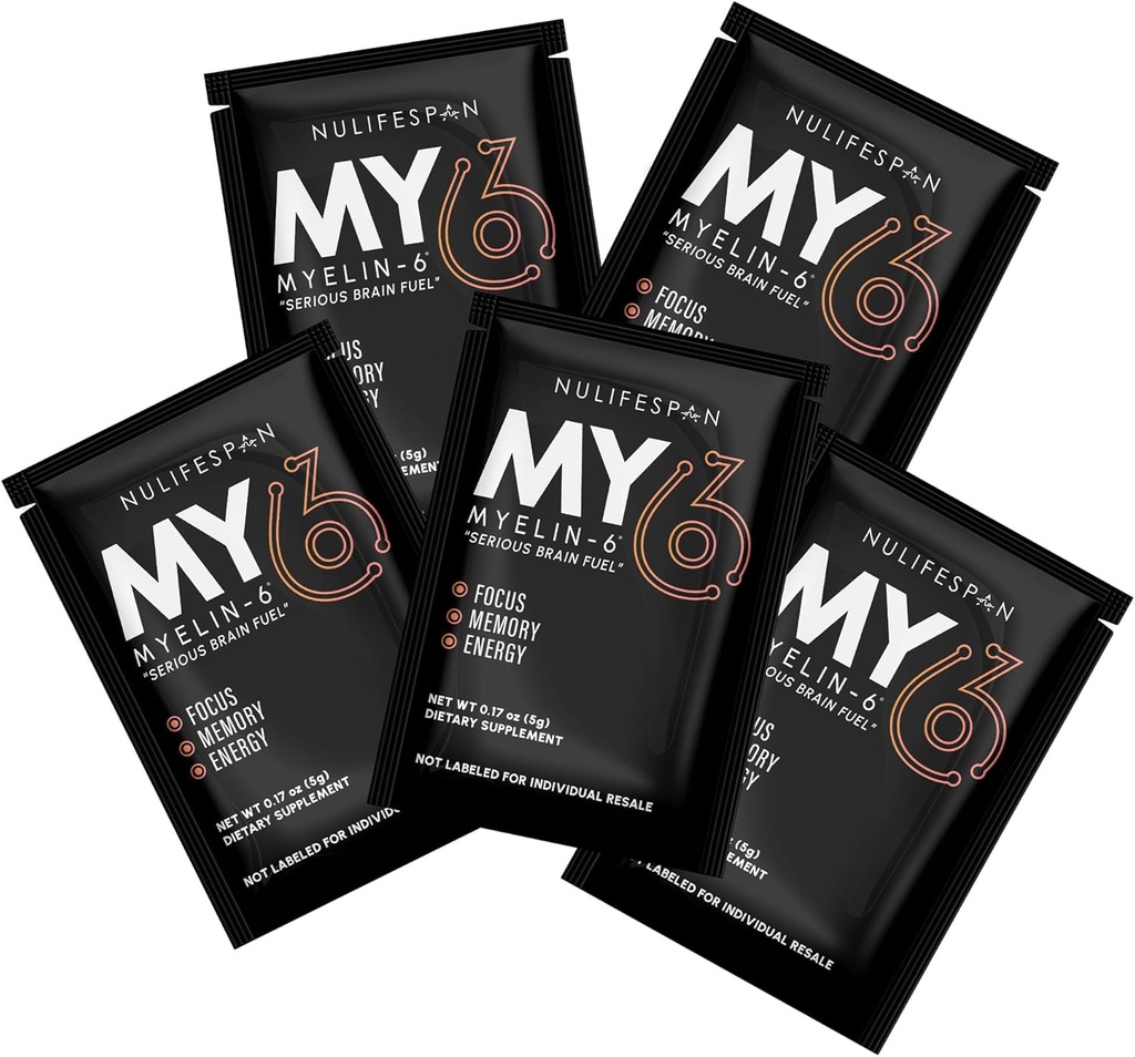 Myelin-6, Sampler Pack, 5 Single Serve Packs, Focus Supplement & Brain Health with AlphaSize, Memory and Cognitive Function Support, Orange Tangerine Flavor, Gluten-Free, Non-GMO 2