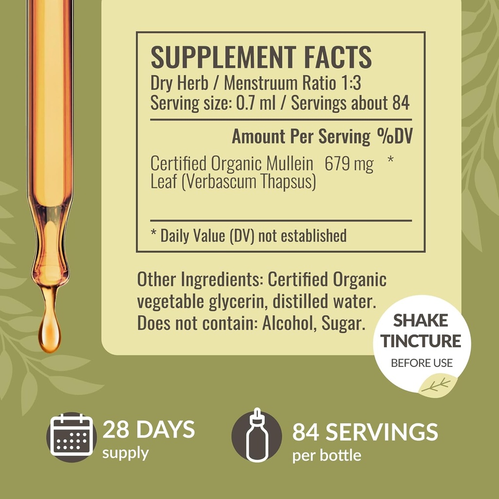 HERBAMAMA Mullein Leaf Extract and Goldenseal Capsules Kit - Bundle of Mullein Leaf Tincture 2 fl oz and 700 mg Goldenseal Root Capsules - Vegan, Non-GMO, Sugar & Alcohol-Free - 2 Pack 5