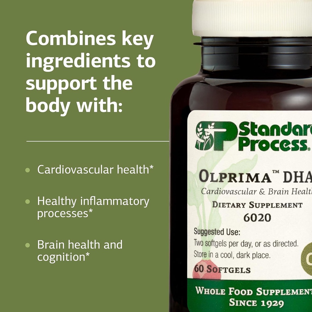 Standard Process Olprima DHA - Omega-3 Supplement for Heart & Brain Health - Gluten-Free, Non-Dairy & Non-Soy - 60 Softgels (30 Servings) 5