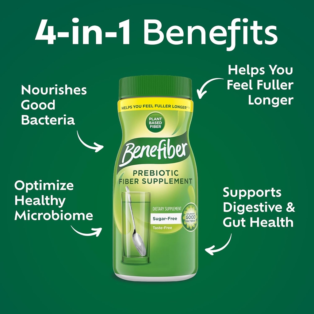 Benefiber Daily Prebiotic Fiber Supplement Powder for Digestive Health, Daily Fiber Powder, Unflavored - 62 Servings (8.7 Ounces) 3