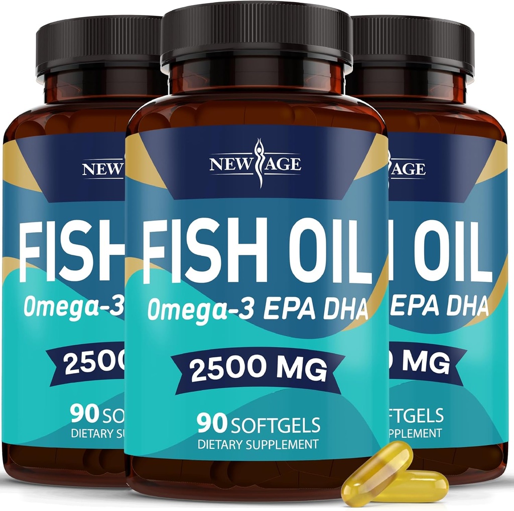 NEW AGE Omega 3 Fish Oil Supplement - Non GMO - EPA, DHA Fatty Acids Gluten Free (270 Softgels (Pack of 3)) 2