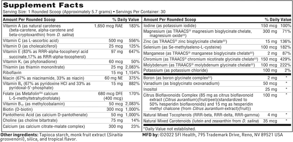 Klaire Labs SFI Health VitaSpectrum Powder - Children's Multivitamin/Mineral with 23 Essential Nutrients, Tropical Flavor for Kids, No Copper, Iron, Gluten or Casein (171 G / 30 Servings) 6