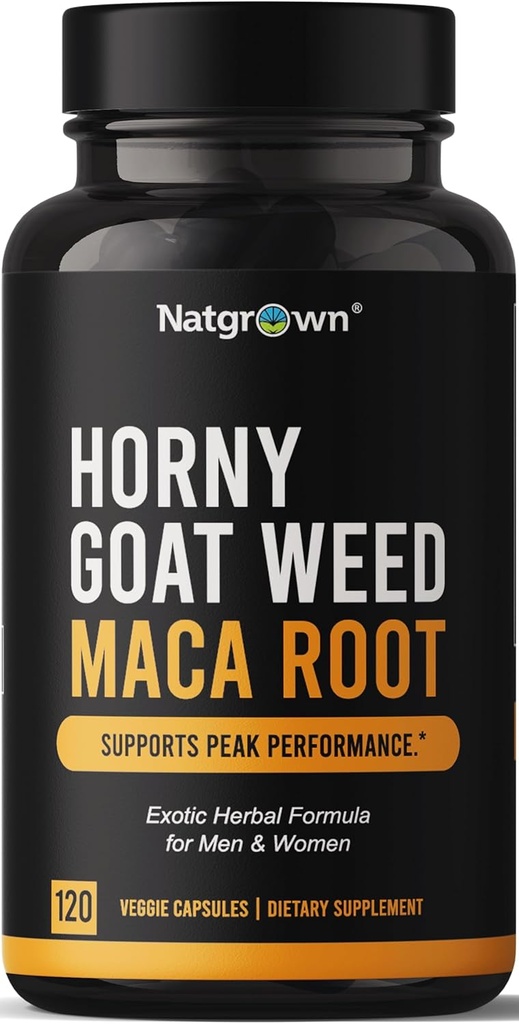 Natgrown Horny Goat Weed and Maca Root Extract Supplement for Men & Women (Epimedium Extract, Hornygoatweed) Vegan Capsules -120 Ct 2