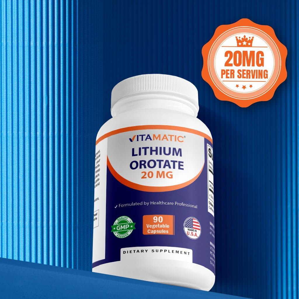 Vitamatic Lithium Orotate 20mg, 90 Capsules - Veggie Caps, Non-GMO, Gluten Free 6