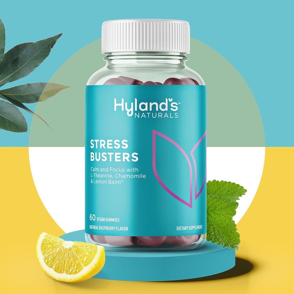 Hyland's Stress Busters Gummies, Calm and Focus with L-Theanine, Chamomile and Lemon Balm, 60 Vegan Gummies (30 Days) 5