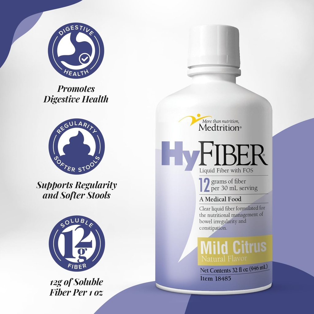 Medtrition HyFiber Daily Liquid Fiber for Regularity and Soft Stools, 12 Grams Soluble Fiber, 32 fl oz 1 Bottle 5