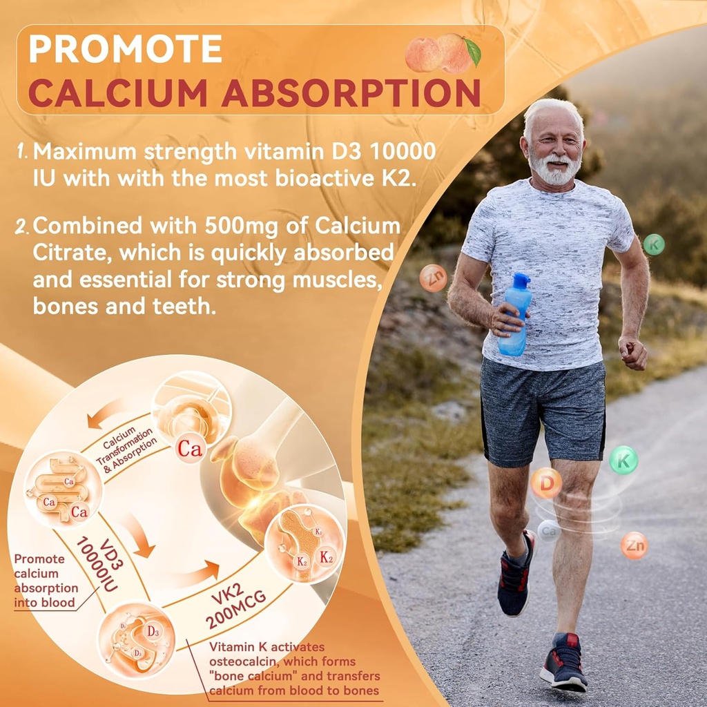 Sugar-Free Vitamin D3 K2 Gummies with Calcium, Magnesium Citrate, Vitamin C + Berberine Supplement Gummies, with Liposomal Berberine & Berberine HCI, Calcium, Magnesium 5