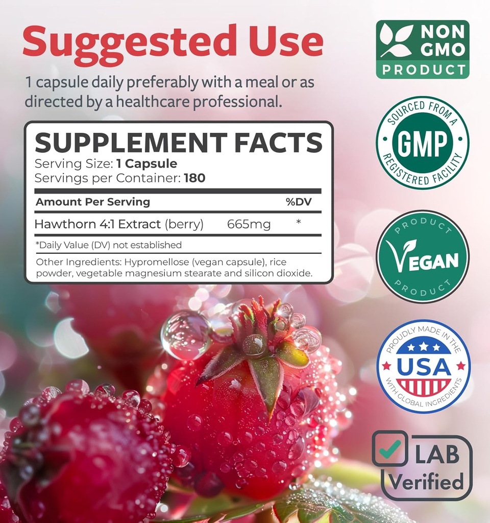 Super Greens & Hawthorn Extract (3-Month Supply) Super Berry Blend Bundle of Organic Super Greends Powder - Complete Superfood & Hawthorn Berry 4:1 Extract - High Strength Extract (180 Capsules) 6