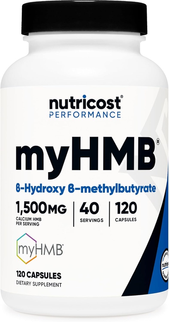 Nutricost myHMB Capsules 1,500MG Calcium HMB Per Serving, 120 Capsules, 40 Servings - Performance Line, Calcium B-Hydroxy B-Methylbutyrate Monohydrate 2