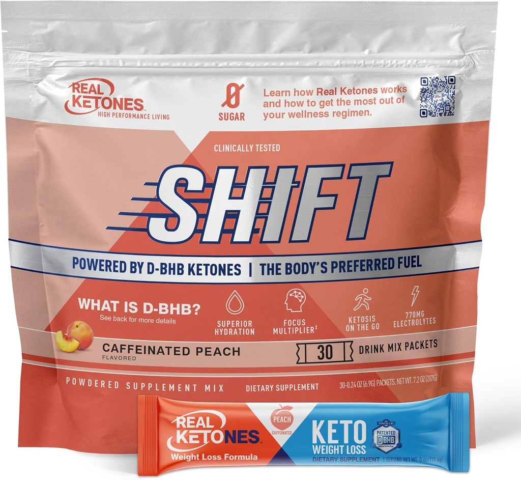 Real Ketones Intermittent Fasting Drink Mix Bundle for Weight Loss Support Caffeine Peach Shift Electrolytes & Intermittent Fasting Electrolytes for Men with BHB Exogenous Ketones (30 Count Each) 3