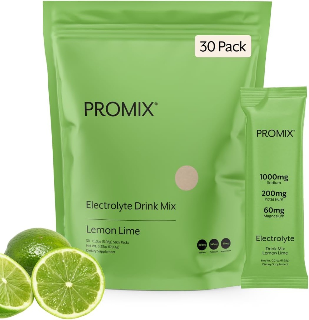 ProMix Nutrition Electrolytes Powder Packets - Sugar Free, Zero Calorie, Stevia Free, Fasting Friendly, Natural Himalayan Pink Salt - Lemon Lime - 30 Servings (Pack of 30) 2