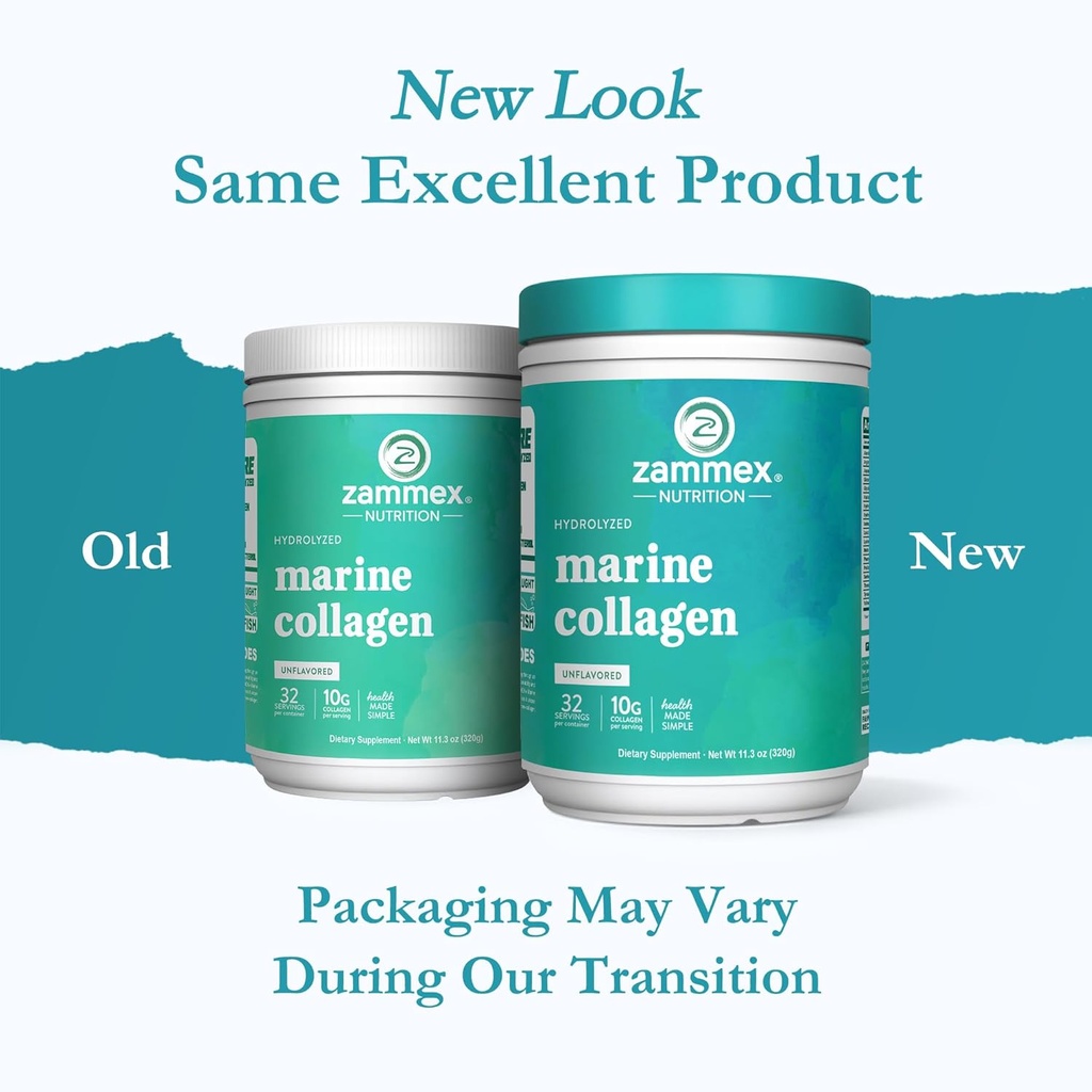 Zammex Marine Collagen Peptides Powder Unflavored, Wild-Caught Fish Collagen Powder, Supports Healthy Skin, Hair, Joints, Type 1 & 3 Collagen Supplement for Women - Easy to Mix. (32 Servings) 3