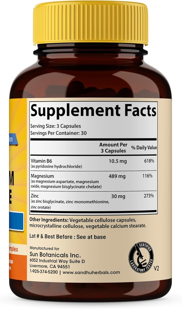 SANDHUHERBALS Magnesium Complex 6-in-1 Supplement 90 Capsules 500mg | with Magnesium Glycinate, Lysinate Glycinate, Citrate, Oxide, Aspartate, Malate & Zinc | High Absorption | for Men & Women 4