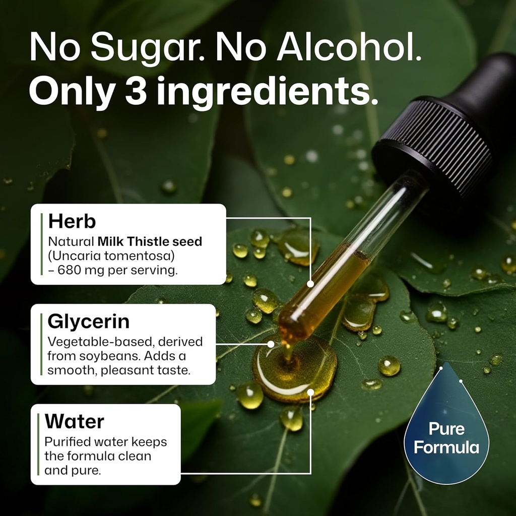 BIO KRAUTER Milk Thistle Extract Liquid - Silymarin Milk Thistle Supplement - Vegan, Alcohol & Sugar Free Liver Cleanse Detox Drops - 4 fl oz 6