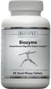 BIOZYME: Complete High Potency Digestive Enzyme Complex- Dual Phase tablets release Betaine HCl, Pepsin, Bromelain and Papain in the stomach, and Pancreatin, Trypsin, Chymotrypsin and Ox Bile in the duodenal region for maximum effectiveness. 90 Dual Phase Tablets 2