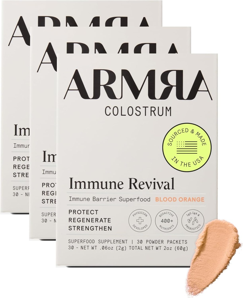 ARMRA Colostrum™ Premium Powder, Grass Fed, Gut Health Bloating Immunity Skin & Hair, Contains 400+ Bioactive Nutrients, Keto, Gluten & Fat Free (Blood Orange Bundle | 90 Servings) 2