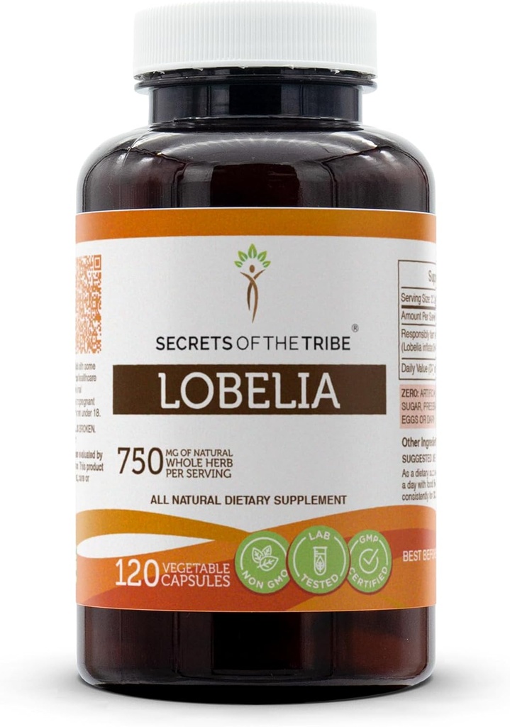 Secrets of the Tribe Lobelia 120 Capsules, 750 mg, Responsibly farmed Lobelia (Lobelia Inflata) Dried Herb (120 Capsules) 2