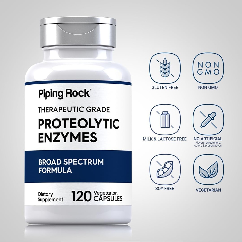 Piping Rock Proteolytic Enzymes Supplement | 120 Capsules | Broad Spectrum Complex | Vegetarian, Non-GMO, Gluten Free 4