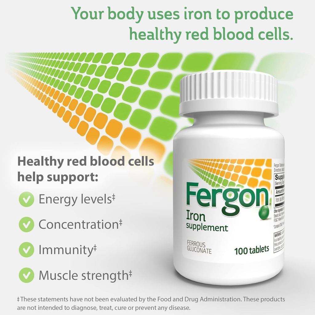 Fergon High Potency Iron Supplement Tablets 100 ea (Pack of 3) 4