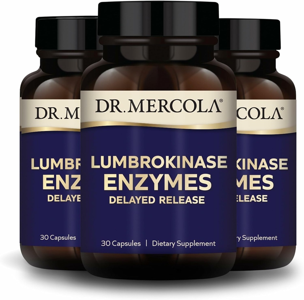 Dr. Mercola Lumbrokinase Enzymes - Delayed Release Formula - Dietary Supplement for Cardiovascular & Energy Support - Non-GMO, Gluten-Free & Soy-Free - 30 Capsules (30 Servings), 3 Pack 2