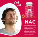 NAC Gummies 600mg, N Acetyl Cysteine Supplement with Glutathione, Resveratrol, Magnesium, CoQ10, NAC Chewable for Antioxidants & Immune Support, Strawberry Flavor 60 Gummies 3