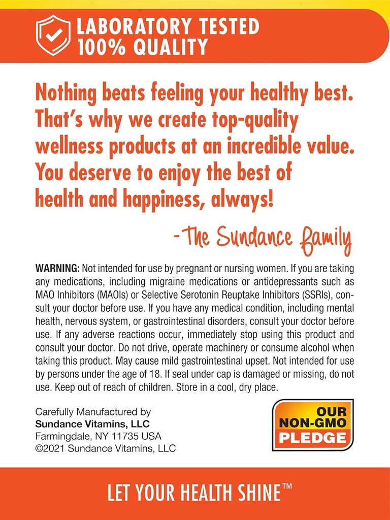 Sundance 5-HTP 100mg | 50 Capsules | 5 Hydroxtryptophan | Non-GMO & Gluten Free Supplement 6