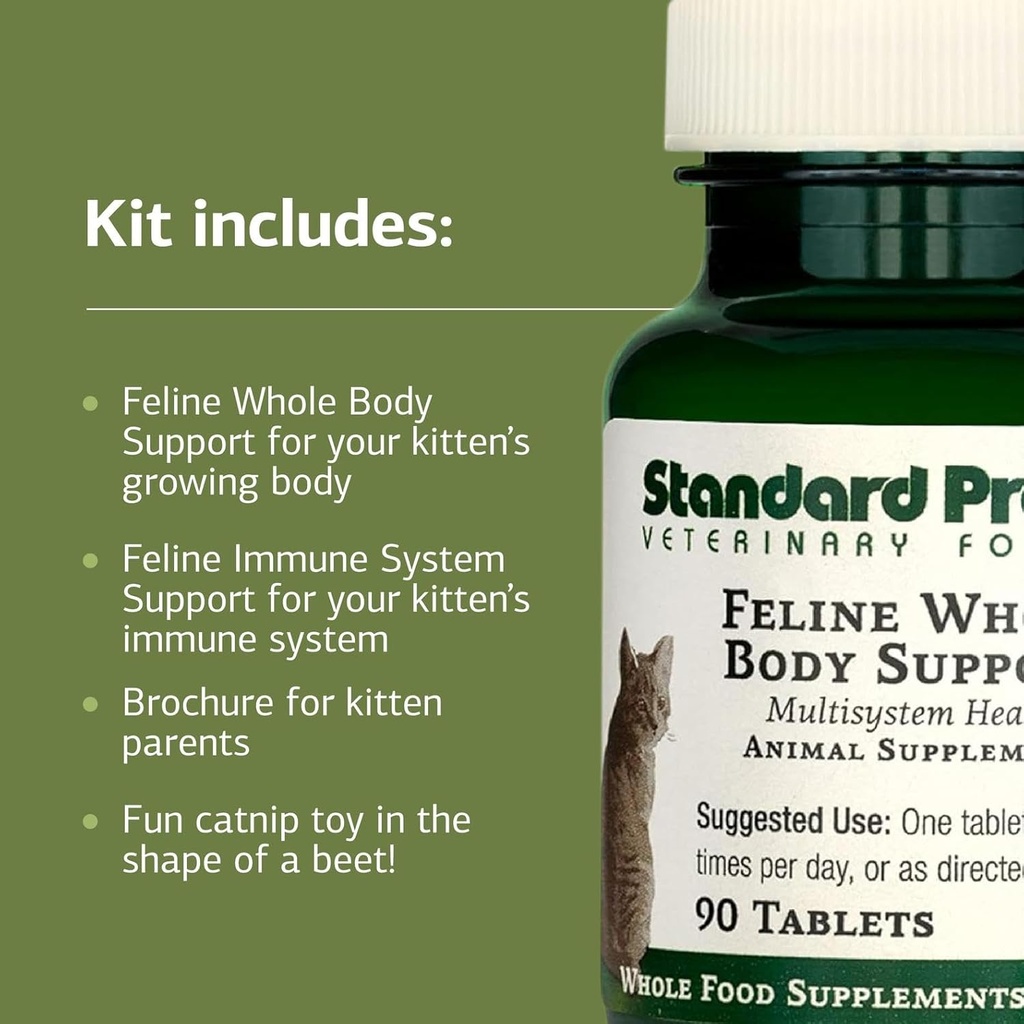Standard Process Kitten Kit - Overall Health Kit for Feline Whole-Body Support - Feline Immune System Support Supplements - Wellness Supplements to Support Kitten Health & Growth - Includes Catnip Toy 5
