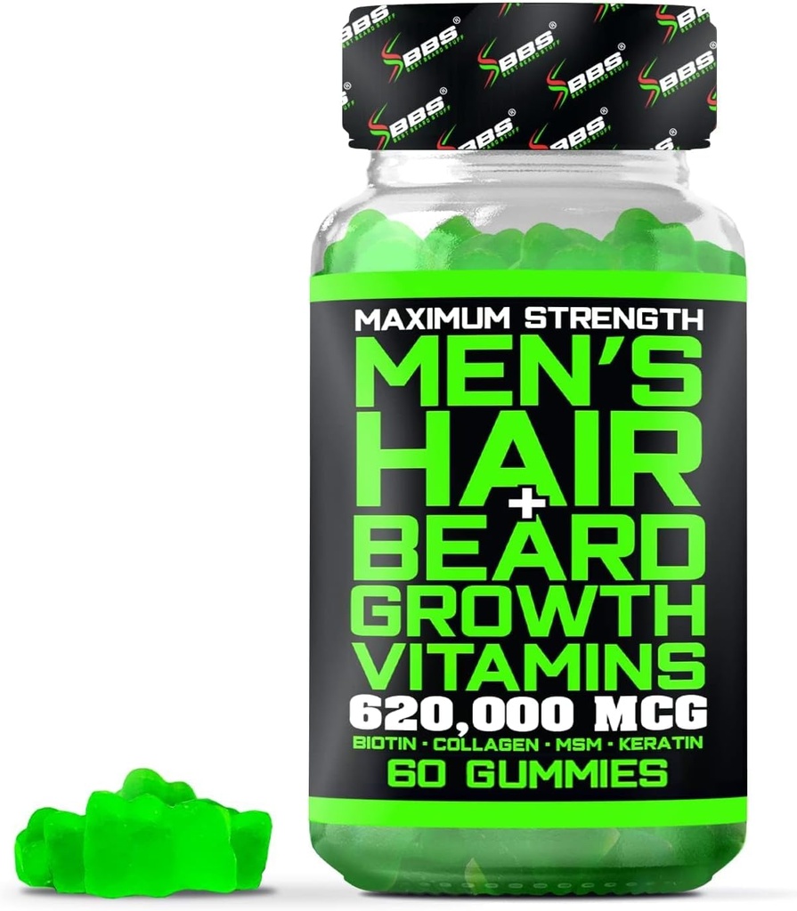 Best Beard Stuff Beard Growth Vitamins - Biotin Gummies for Beard & Hair Growth – Maximum Strength 620,000mcg Biotin with Collagen, MSM, Keratin & Bamboo Extract 2