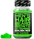 Best Beard Stuff Beard Growth Vitamins - Biotin Gummies for Beard & Hair Growth – Maximum Strength 620,000mcg Biotin with Collagen, MSM, Keratin & Bamboo Extract 2