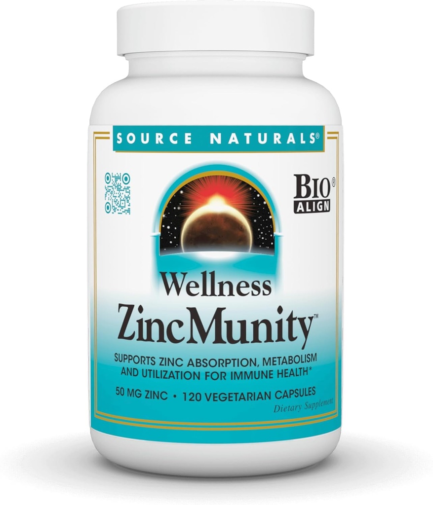 Source Naturals Wellness ZincMunity, Supports Zinc Absorbtion, Metabolism, and Utlization for Immune Health*, 50 mg Zinc - 120 Vegetarian Capsules 2
