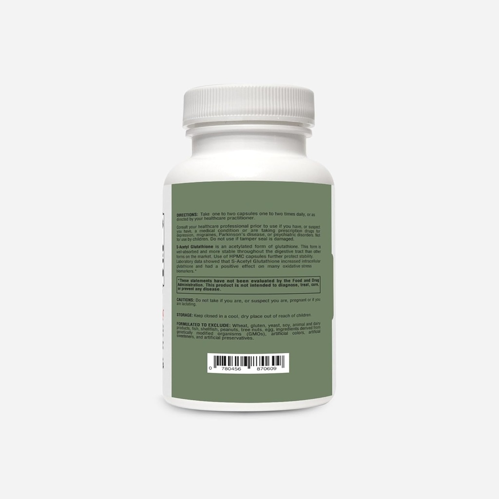 RetzlerRx S-Acetyl Glutathione Supplement 100 mg. per Capsule, Made in USA - 120 Acid-Resistant Capsules - Antioxidant Support - Non-GMO, Soy & Gluten-Free / Bergaflow®, Pharmaceutical Grade 3