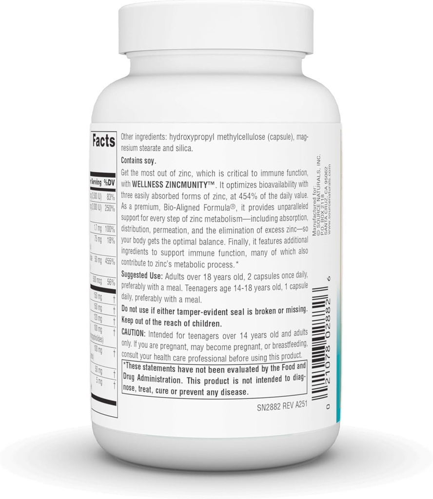 Source Naturals Wellness ZincMunity, Supports Zinc Absorbtion, Metabolism, and Utlization for Immune Health*, 50 mg Zinc - 120 Vegetarian Capsules 4