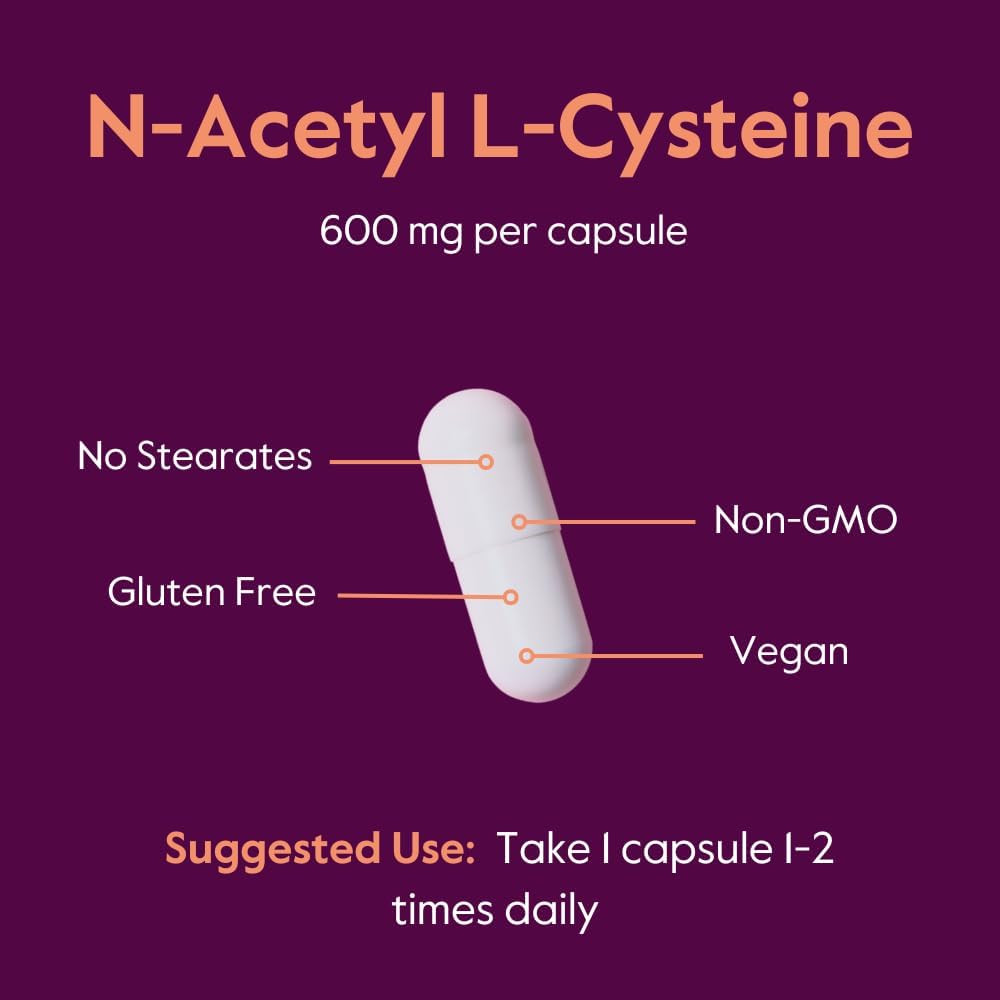 N-Acetyl L-Cysteine 600mg (NAC) (120 Vegetarian Capsules) (120 x 2) - No Stearates - Vegan - No Fillers - No Silica - No Gelatin - Gluten Free - Non GMO 6