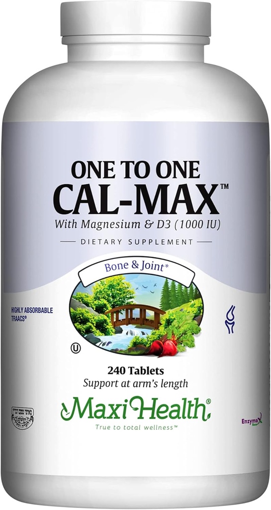 Maxi Health 500 mg Calcium Supplement with Vitamin D3 (1000 IU) and Magnesium (500 mg) - Bone, Teeth and Joint Support for Men and Women - 240 Tablets 2