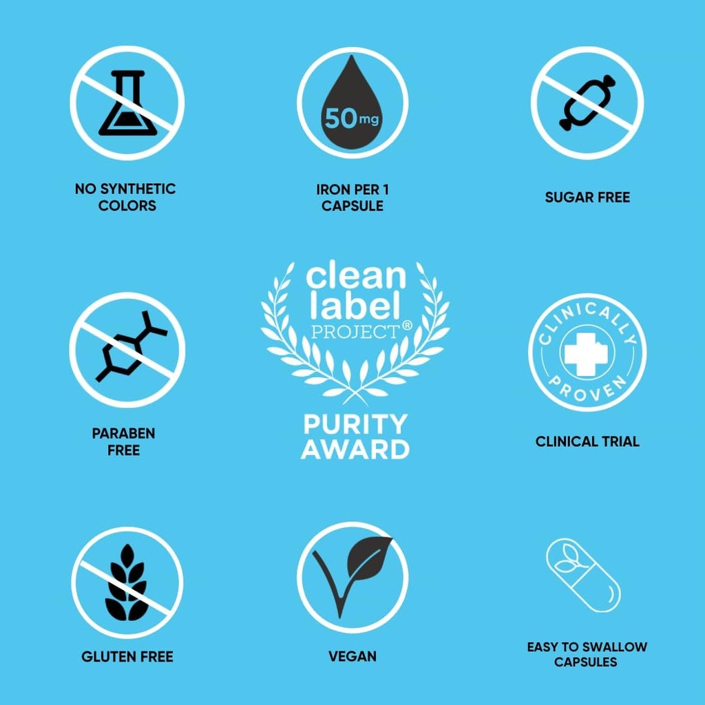 NovaFerrum All Good | Iron Capsule Supplements for Adults | Anemia | 50mg of Iron | 90 Servings | Sugar Free | Vegan | Gluten Free 5