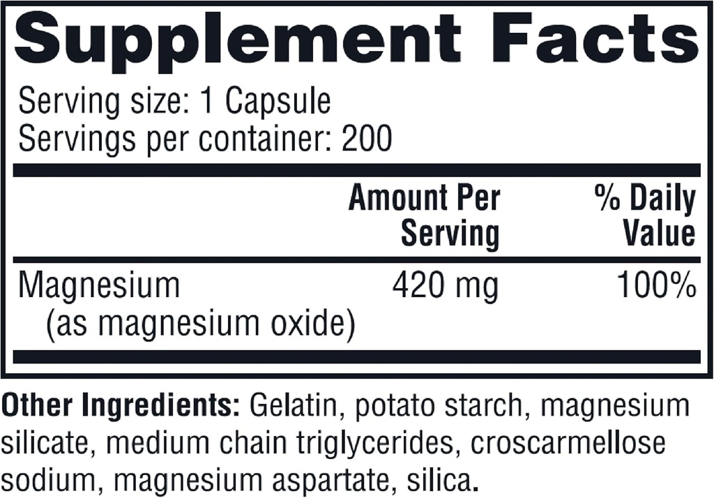 Twinlab Magnesium Caps - High Absorption Magnesium Supplement to Support Leg Cramps Relief - Magnesium Capsules for Stress Relief, 420 mg, 200 Count, 1 Pack 3