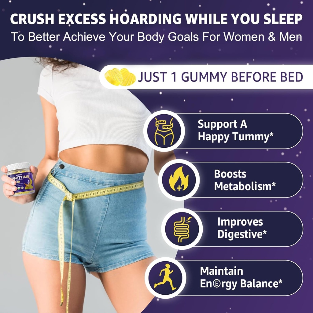 1Pack Melatonin 10mg Gummies, Night Time Metabolism Gummies for Adults, Crush Excess Hoarding While You Rest, Promote Healthy Zzzs, with Magnesium, Ashwagandha, 5-HTP, GABA, 100% Drug Free,Sugar Free 6