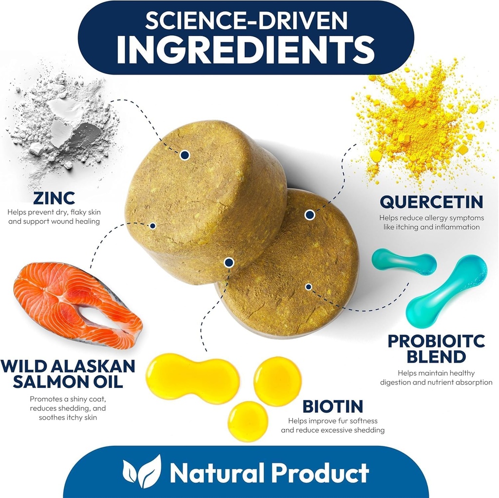 Omega 3 Fish Oil for Dogs - 170 Chews - Omega 3 for Dogs Itchy Skin & Allergy Relief - Skin & Coat Supplement - EPA & DHA Fatty Acids - Dog Anti Shedding & Hot Spot Treatment - Salmon Oil 4