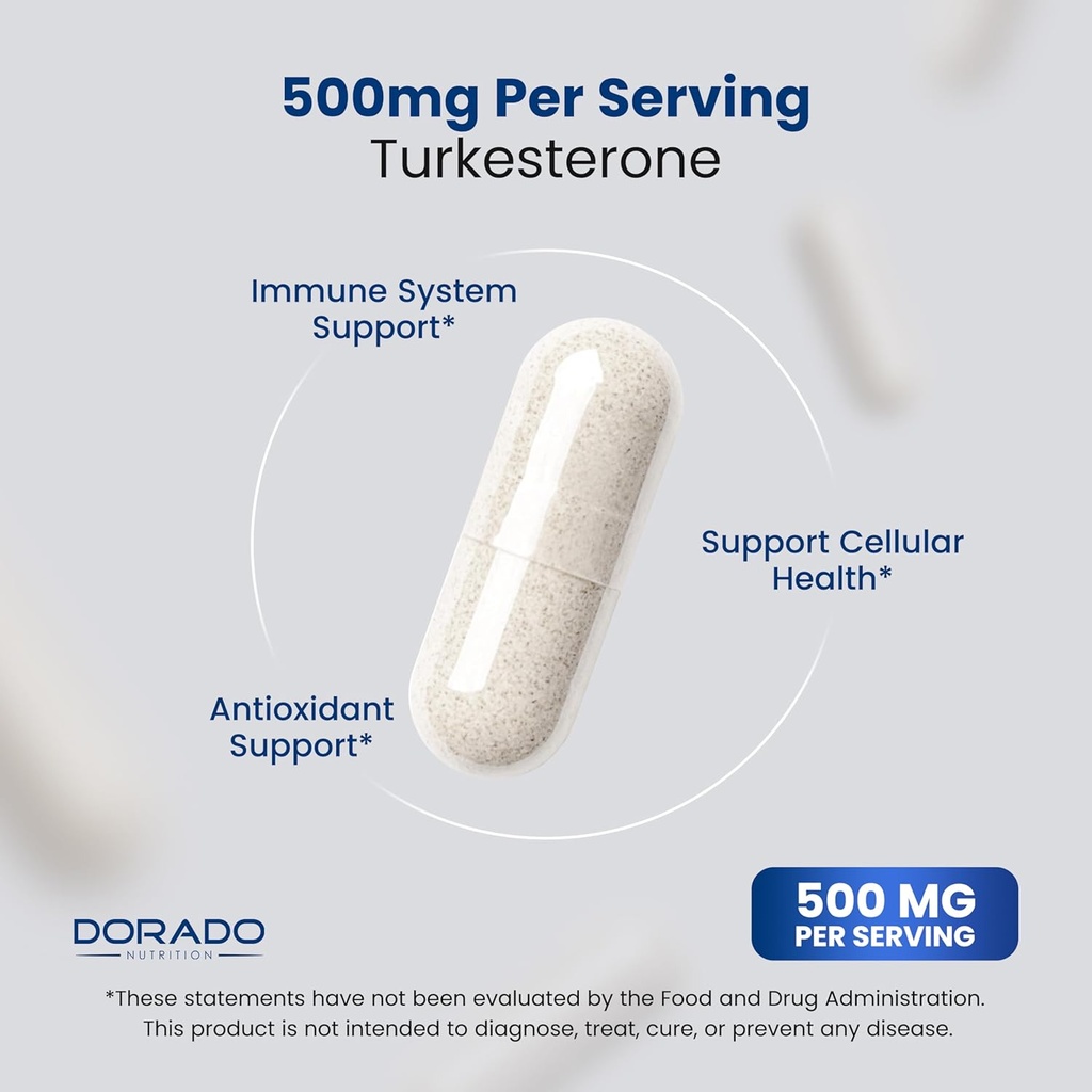 Turkesterone Supplement 500mg (120 Capsules) - Stamina, Drive, Athletic Performance & Muscle Mass - (Ajuga Turkestanica Std. to 10% Turkesterone) (Similar to Ecdysterone) - Non-GMO & Vegan Capsules 5