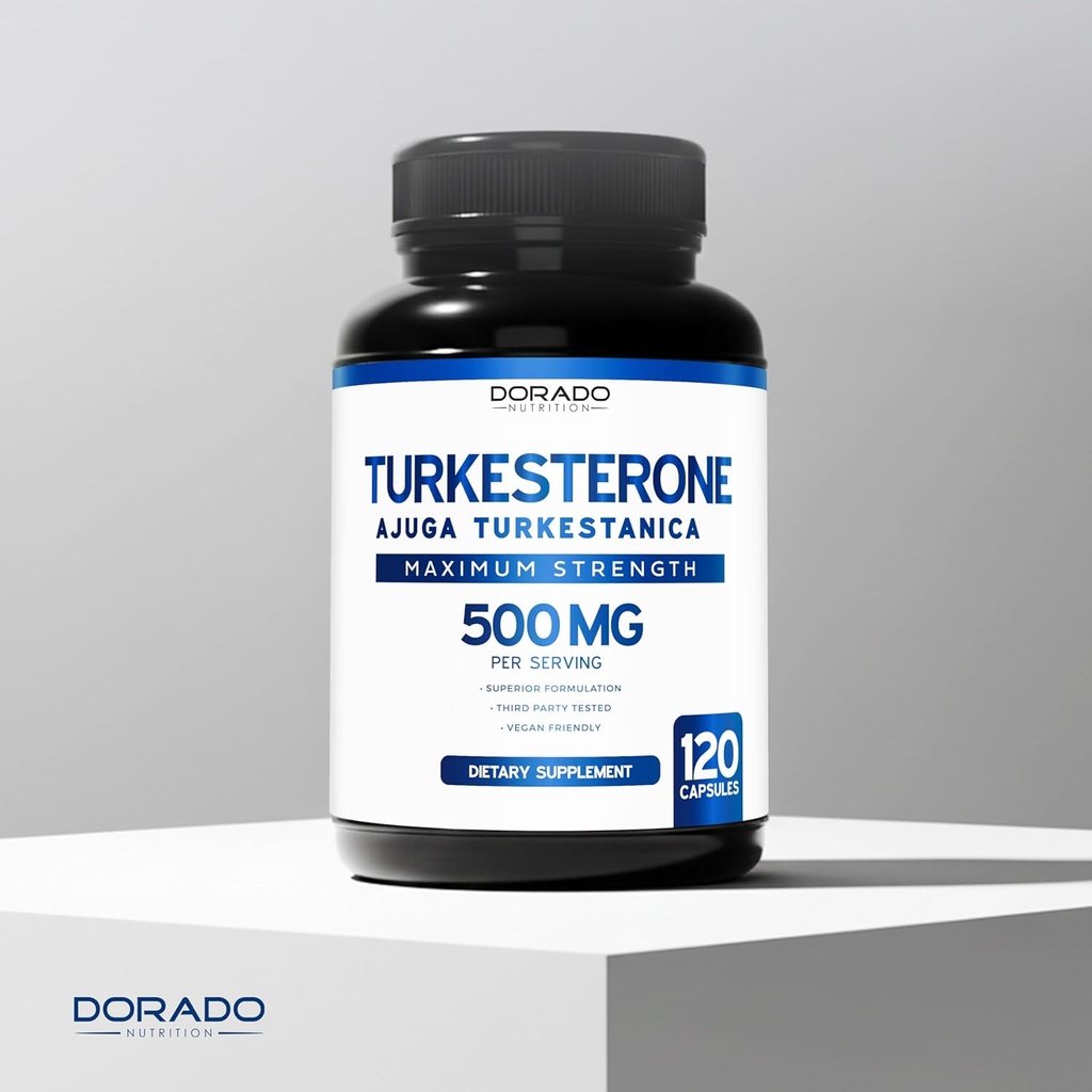 Turkesterone Supplement 500mg (120 Capsules) - Stamina, Drive, Athletic Performance & Muscle Mass - (Ajuga Turkestanica Std. to 10% Turkesterone) (Similar to Ecdysterone) - Non-GMO & Vegan Capsules 6