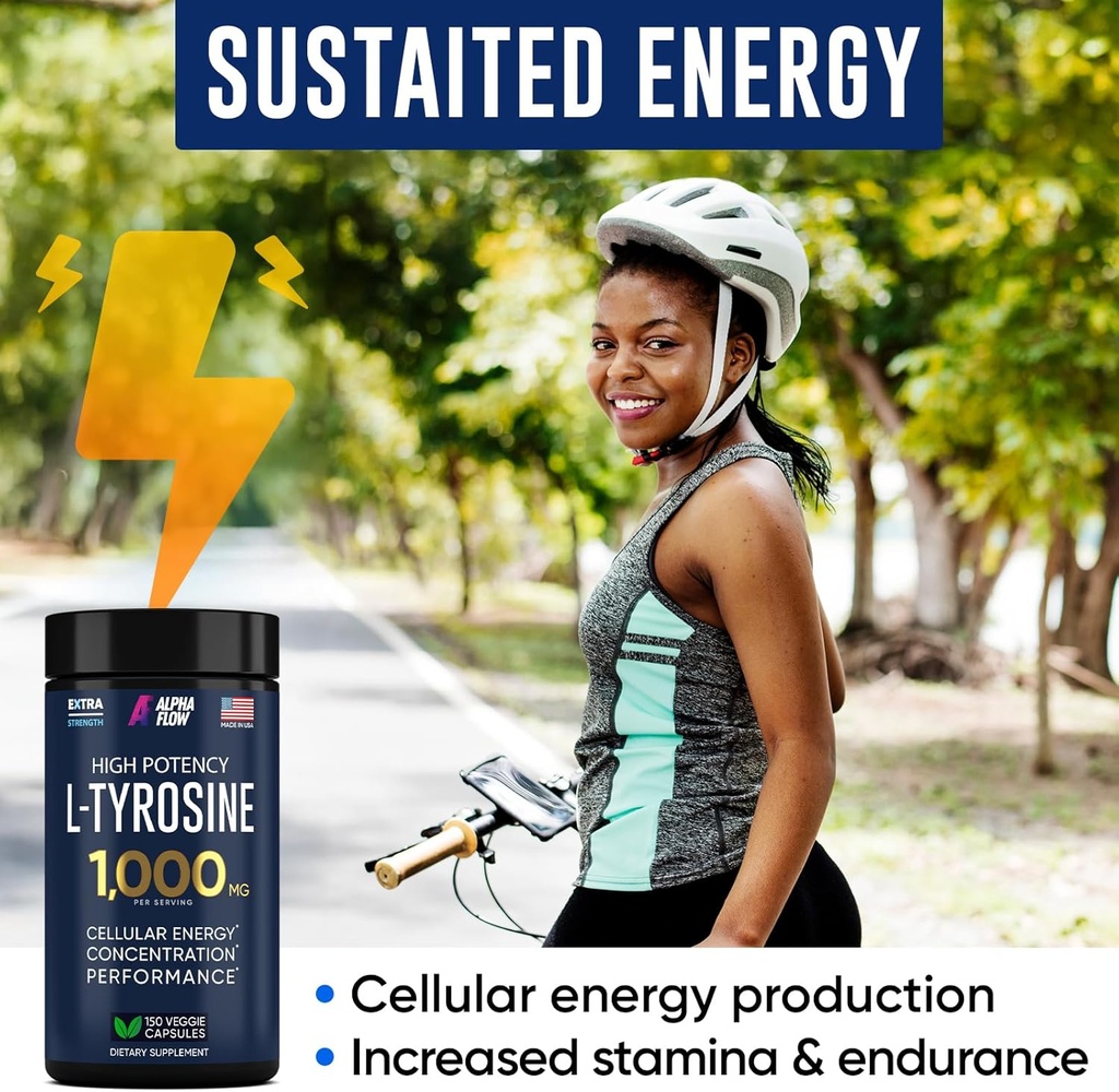 (Bundle) L Tyrosine 1000mg & Liposomal Glutathione 1750mg - All-Natural Focus, Energy, and Liver Support - Non-GMO, Gluten-Free, Vegan - 270 Capsules Total 6