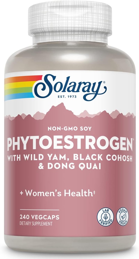 SOLARAY PhytoEstrogen Menopause Supplements with Wild Yam, Black Cohosh and Dong Quai - Phyto Estrogen Pills for Perimenopause and Menopause Support, Vegan, 60-Day Guarantee, 60 Servings, 240 VegCaps 2