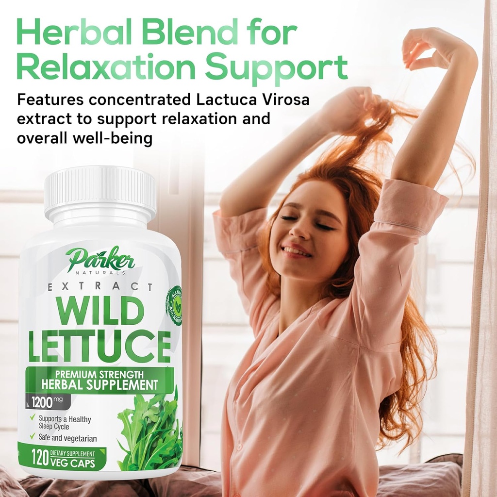 Parker Naturals Wild Lettuce Extract – Herbal Sleep Supplement 1200mg, 4:1 Concentrated, Vegan Capsules, Soothes Discomfort, 60 Servings, 120 Count 5