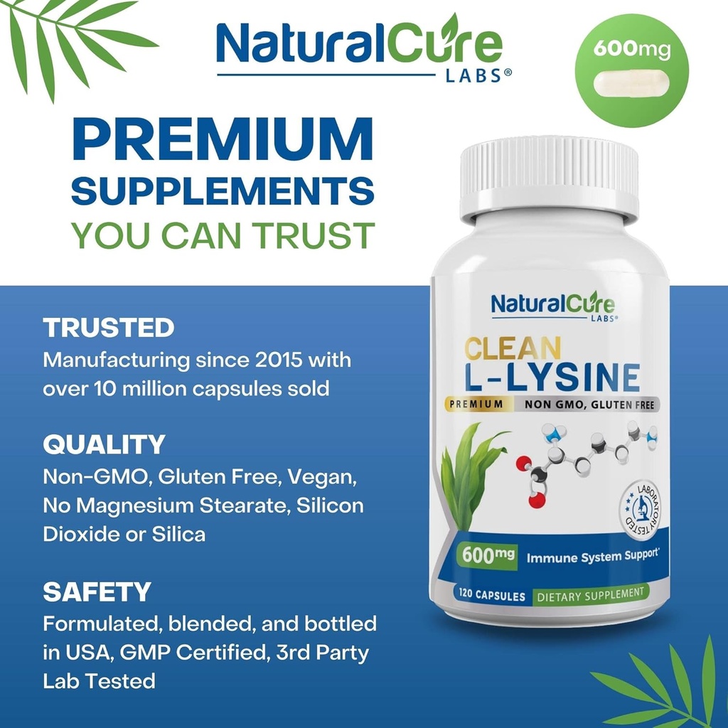 Natural Cure Labs Bundle: Clean L-Lysine + Immune Support 4
