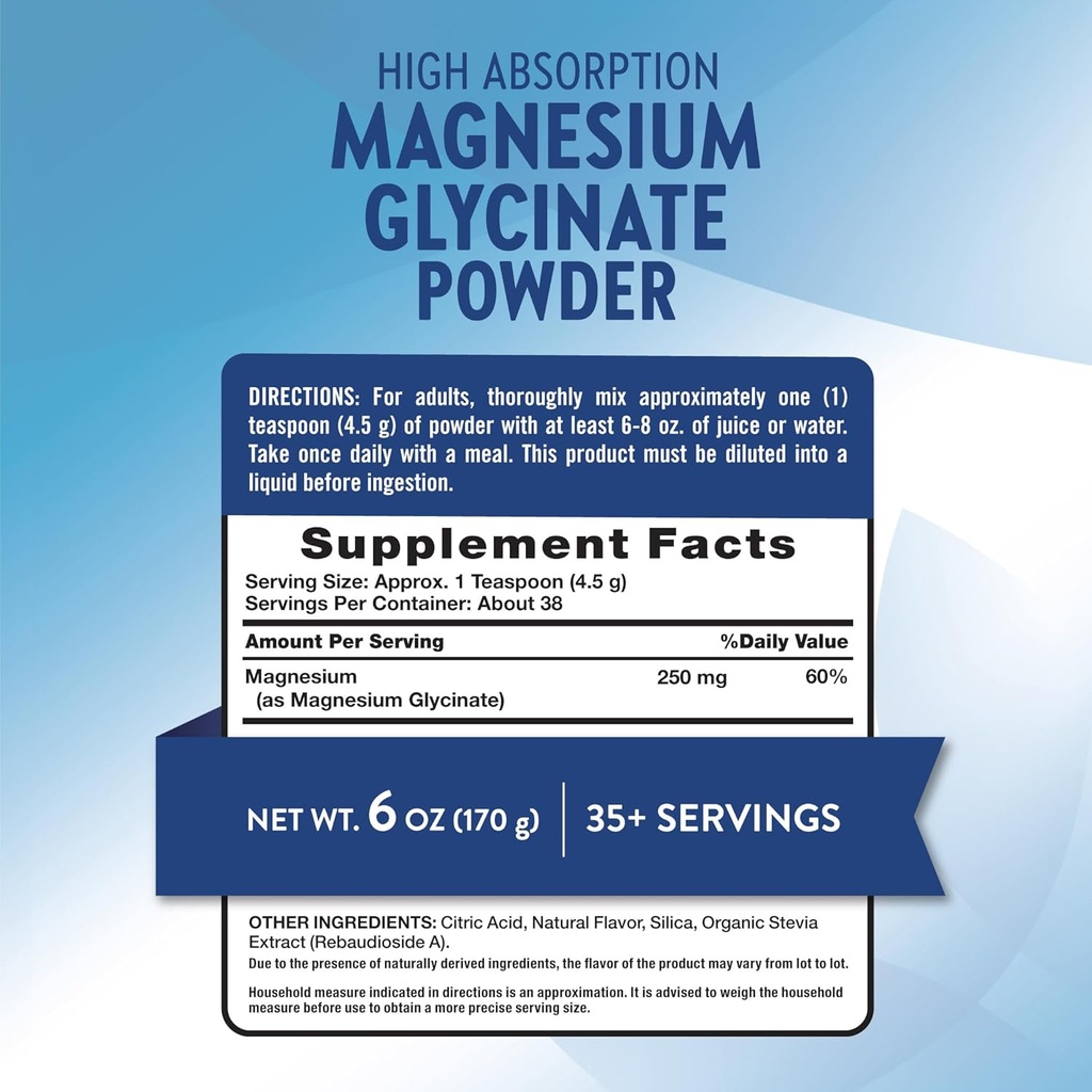 Nature's Truth Magnesium Glycinate Powder | 6 oz | Lemon Flavor | High Absorption | Vegan, Non-GMO, Gluten Free Supplement 3