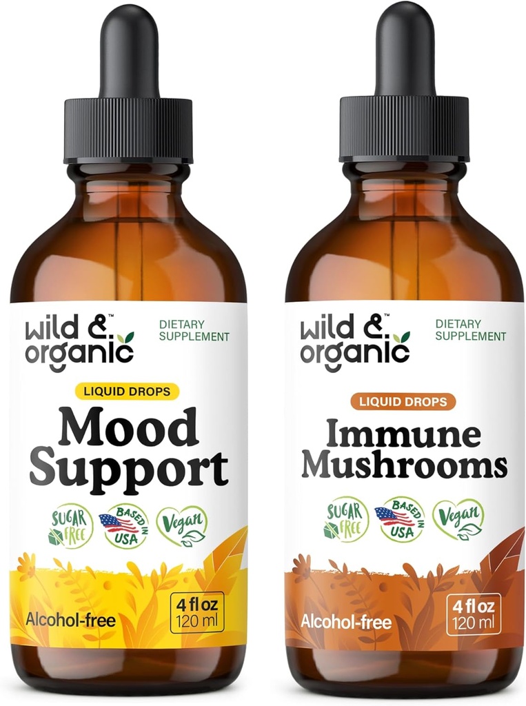Wild & Organic Mood Support Tincture 4 fl oz & Immune Mushroom Tincture 2