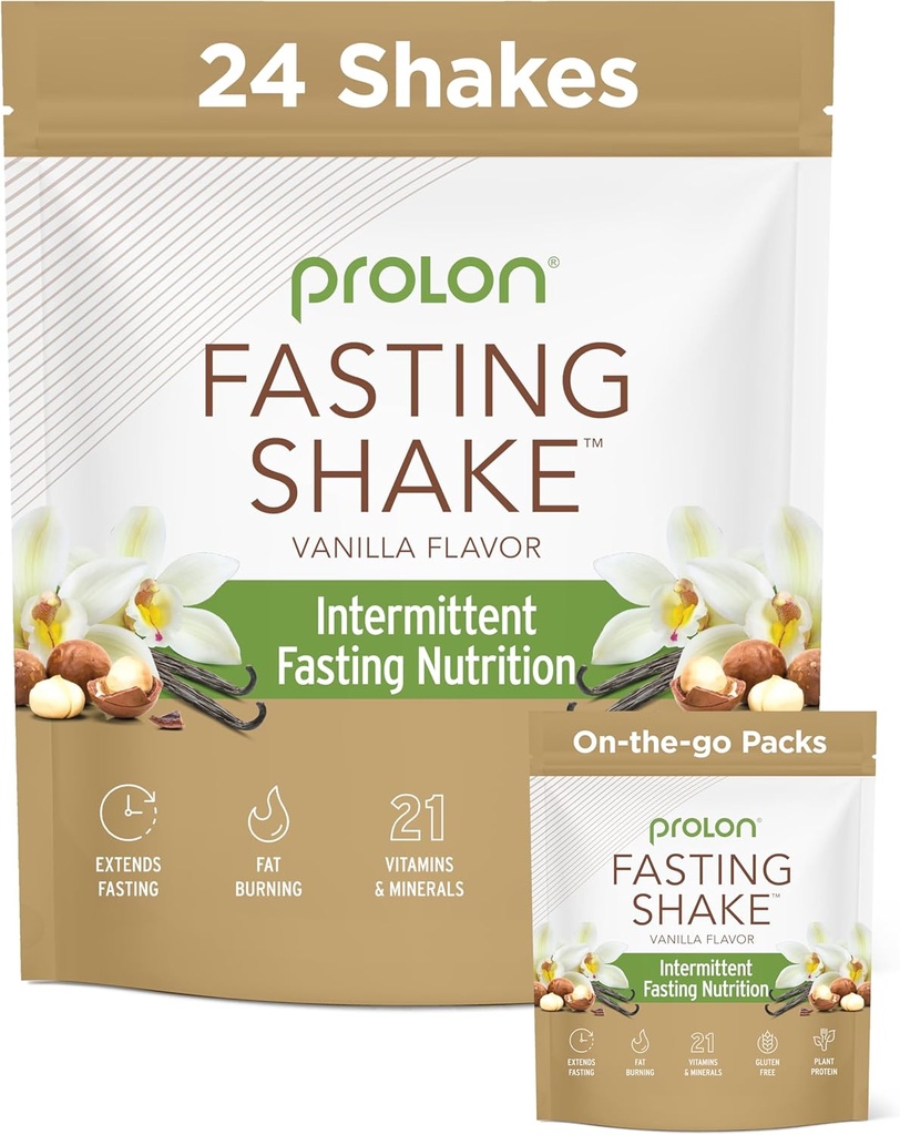 Prolon Intermittent Fasting Drink Mix | Shake for Intermittent Fasting | Vitamins, Fiber, Plant-Based Protein | Keto, Vegan, Gluten Free, Dairy Free | Vanilla, 2x12 ct Bags (Total 24 Servings) 2