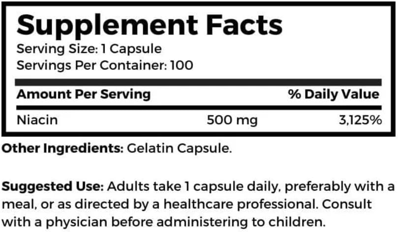 Dr. Clark Niacin 500 (Vitamin B3) Supplement, 500mg, 100 Gelatin Capsules 5